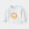 Top Individual de Algodón Puro para Bebé Ropa de Otoño Rayado Niños y Niñas Primavera y Otoño Ropa Interior para Bebé Camiseta Base Ropa Infantil Camiseta con Hombro Abierto