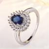 Amazon venda quente em forma de pêra anel de safira feminino banhado a ouro 18K diamante pedra nua moda anel criativo vendas diretas