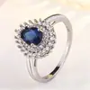 Venta caliente de Amazon anillo de zafiro en forma de pera femenino chapado en oro de 18 quilates diamante piedra desnuda moda anillo creativo ventas directas
