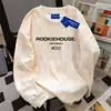 Sudadera Redonda con Estampado de Letras Retro Diseño Americano Tie-Dye para Mujer Otoño e Invierno Moda de Calle Marca Estilo Perezoso Top
