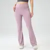 2025 Verão Amazon Calças Esportivas de Yoga Elásticas Flare Cor Sólida Cruzadas na Cintura Respiráveis Levemente Flare para Mulheres