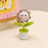 Ramo de simulación de girasol con cara sonriente de lana tejida a ganchillo transfronterizo terminado, en maceta, de colores a juego, regalo tejido, adornos pequeños