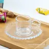 Conjunto de Doze Peças de Xícara e Pires para Café Turco, Conjunto de Xícara e Pires com Borboleta de Aparência Sofisticada, Luxo Acessível Vidro com Borda Dourada, 6 Xícaras e 6 Pires