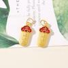 Galvanoplastia color oro arena estilo chino aleación joyería con esmalte de gota accesorios carácter chino corazón a corazón Xingshi pequeño colgante diy hecho a mano