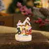 Casa Pequeña de Resina Luminosa Navideña Papá Noel Muñeco de Nieve Micro Paisaje Adornos de Regalo Decoraciones Navideñas