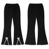 Calça Flare Feminina com Fleece 2026 Nova Outono/Inverno Calça Casual Espessada Infantil Roupa Externa Feminina Calça com Laço