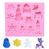 Molde de silicona para hornear pasteles de alce y pino con estampado navideño, molde para hornear copos de nieve, molde de silicona para hornear galletas con azúcar doblado
