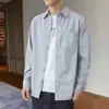 Camisa de Manga Larga para Hombre de Otoño Simple Casual Versátil de Botones Nostálgica Retro Nuevo Estilo Chino Color Sólido Estilo de la República de China