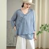Ropa de Té Zen China 2025 Top Delgado Mejorado Estilo Chino Dinastía Han Solapa Oblicua Hebilla Retro Casual Ropa de Verano para Mujer