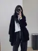 Otoño e Invierno 2025 Nuevo Estilo Coreano Cárdigan de Punto Holgado para Mujer Estilo Perezoso Color Sólido Pantalones con Bolsillo de Solapa Chaqueta Suéter Elegante Ropa para Mujer