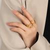 Moda Viajero Simple Personalidad Joyería Geométrica Diseño de Puntadas de Línea de Doble Capa Sentido de Uso Apilado Viento Acero de Titanio Anillo Chapado en Oro