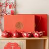 Tazón de boda, palillos, juego de tazones de boda, par de tazones para recién casados, taza roja modificada para tostadas, suministros para bodas