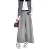 Foto real estilo coreano outono e inverno calça reta casual engrossada TR escovada de perna larga 2026 novo estilo outono e inverno calça cropped feminina