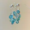 Adecuados para Primavera y Verano, Pendientes Elegantes Colgantes Traseros con Borla de Racimo de Uvas Brillantes, Pendientes de Lujo Ligero de Alta Gama y Hermosos para Mujeres