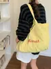 Bolsa de Lona Artística para Mulheres, Novo Modelo Verão 2026, Grande Capacidade, Estilo Nicho para o Dia a Dia, Bolsa Tote de Ombro Único Estampada com Letras