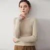 Camiseta Básica de Cuello Medio de Una Línea para Mujer, Manga Larga, Ajustada, Estilo Nuevo, Amigable con la Piel, Lista para Usar, Suéter de Punto de Cachemir para Otoño e Invierno