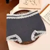 Calcinhas de Renda de Algodão para Mulheres, Cintura Média, 10A Antibacteriana, Algodão Total, Gancho Estendido, Cuecas Boxer Femininas
