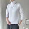 Suéter Redondo de Cor Sólida Simples para Homens, Estilo Coreano Outono e Inverno, Gola Redonda Slim Fit Pulôver, Malha Básica Versátil Casual