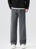 Ropa de Hombre Fengshe / 2026 Otoño-Invierno Nuevos Pantalones Casuales de Imitación de Piel de Vaca para Hombre Estilo Americano Sueltos Rectos Elásticos Pantalones Casuales