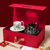 Taza de Café y Platillo de Cerámica Retro, Té de la Tarde, Café Latte, Taza para Latte Art, Caja de Regalo para Niñas, Recuerdo, Taza de Pareja