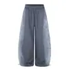 Calça moletom retro americana com bordado de letras, cordão, barra curva, para homens e mulheres, modelo largo casual versátil tendência para o outono