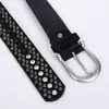 Cinturón Punk Retro Personalizado con Cuentas Transfronterizo para Mujer, Cinturón de Cuero Tachonado de Verano, Versátil Cinturón Decorativo para Jeans