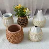 Hecho a Mano Mimbre Imitación Mimbre Tejido Vidrio Jarrón Seco Sala de Estar Estilo Japonés Jarrón Plantas Acuáticas Adornos Utensilios para Flores Cubierta de Taza Tejida de Paja