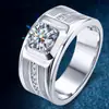 Nueva Llegada Abierto Agresivo Anillo Expuesto Imitación Moissanita Diamante 2 Quilates Anillo de Diamante Lujoso Anillo de Boda para Hombres