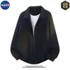 Sudadera de alta calidad marca NASA, tipo cárdigan medio de dos piezas falsas de manga larga para hombre, casual de otoño, corte holgado, cuello camisero, moderna