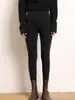 Pantalones de punto para mujer de cachemira de color liso, cintura alta, de un solo hilo, con rayas, nueva colección de primavera, corte ceñido, adelgazantes, leggings de punto para interior y exterior