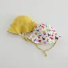 Sombrero de Pescador Reversible de Doble Cara para Bebé, Color Sólido Floral, con Cuerda a Prueba de Viento, Sombrero de Protección Solar, Sombrero de Pescador para el Sol de Primavera y Otoño para Niños
