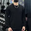 Top de Treino Masculino Esportivo de Manga Longa com Gola Redonda, Modelo Largo, para Fitness, Basquete, Corrida na Primavera e Outono
