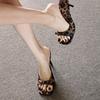 Zapatillas Sexy con Estampado de Leopardo de Tacón Alto Sandalias de Tacón Cuadrado 2025 Nuevo Estilo Zapatos de Tacón Alto de Una Sola Tira con Tacón Grueso para Mujer Verano Calzado de Exterior