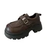 Aumento de Altura de 6.5cm Adelgazantes~Zapatos Pequeños de Cuero de Suela Gruesa Dulces Frescos para Mujer Estilo Año Nuevo 2026 Estilo Británico Zapatos de Vestir Mocasines de Plataforma