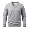 Suéter de Punto Jacquard Pesado con Cuello en V para Hombre Transfronterizo 2026, Pulóver Casual de Manga Larga Color Sólido Elástico