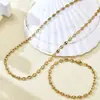 Conjunto de Collar y Pulsera para Mujer Minimalista Geométrico de Moda y Único Cadena de Nariz de Cerdo Acero Inoxidable Chapado en Oro de 18K