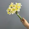 Origen Fuente Artesanía Narciso Realista 5 Tallos Agrupados Narciso Artificial Planta Verde en Maceta Pequeño Ramo