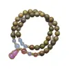 Pulsera de Sándalo Verde de 8 mm con Doble Círculo y Aroma Fragante, Colgante de Calabaza, Cuentas de Oración Estilo Mujer, Cuentas Budistas, Joyería de Mano