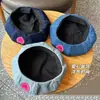 Boina de Mezclilla con Forma de Corazón Verano Nuevo Estilo Coreano Sombrero Versátil de Moda para Mujer Primavera y Verano Dulce Artístico Sombrero de Pintor