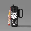 Taza de Hielo Crepuscular de Aspecto Premium Taza Aislada de Acero Inoxidable 316 Taza de Oficina con Popote Taza Portátil para Coche Asa para Coche