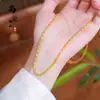 Loja de Ouro Mesmo Estilo Tubo de Bambu Banhado a Ouro Colar Saco da Sorte, Novo Estilo Chinês Leve Luxo Corrente de Osso da Clavícula de Elo de Bambu de Alta Qualidade, Presente para Namorada