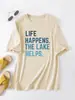 La Vida Sucede el Lago Amazon Ebay Sitio Independiente Moda Holgada Tallas Grandes Camiseta de Manga Corta para Mujer