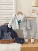 Conjunto de Tres Piezas de Sudadera para Niños de Primavera y Otoño, Sudadera con Capucha Casual para Bebé, Ropa Moderna Coreana para Niños