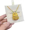 Tienda de Oro Mismo Estilo Oro Arena Filigrana Hueca Bolsa de la Suerte Colgante Collar con Diamante Carácter de la Suerte Bolsa de Dinero Cadena para Clavícula para Regalo de Mujer