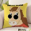 Almohada de Dibujos Animados Año del Caballo 2026 Felpa Corta Funda de Almohada Impresa por Ambos Lados Sin Relleno para Cojín de Sofá de Sala de Estar