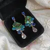 Aretes Cuadrados de Gota de Agua Incrustados de Diamantes con Estilo Dulce, Diseño de Aguja de Plata Fresco y Delicado, Aretes de Nicho con Sensación de Lujo Ligero y Gama Alta