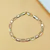 Cadena Hecha a Mano de Moda de Venta Caliente Transfronteriza para Hombres y Mujeres, Cadena de Estilo Punk Moderna y Elegante, Cobre Liso Chapado en Oro de 18 Quilates, Pulsera de Eslabones Planos