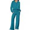 Comercio Exterior Transfronterizo 2026 Otoño/Invierno Conjunto Deportivo Casual de Moda: Conjunto de Dos Piezas para Mujer: Sudadera de Manga Larga con Cremallera y Pantalones de Pierna Ancha