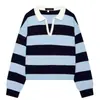 Bestseller transfronterizo europeo y americano en AliExpress: Top de punto a rayas con cuello de polo sexy estilo chica hot retro americano