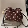 Bolsa Única de Bolinhas para Mulheres, Nova Bolsa de Ombro Vintage de Camurça Outono 2026, Bolsa Transversal Única Casual Estilo Balde